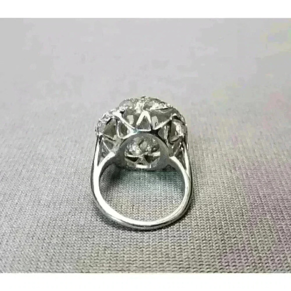 Sterling Silver Pave Leaves Dome Ring .925 Band CZ Ring Cubic Zirconia Size 8 - Picture 8 of 11